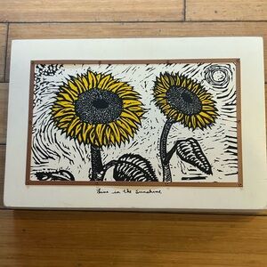 Sunflowers “Live in the Sunshine”  Wood Sign by Primitives by Kathy 14” x 9.5”